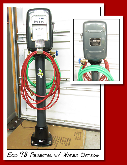 ECO 98 Pedestal air meter with water option. Plumbed and working. Restored to Poly gasoline brand. 